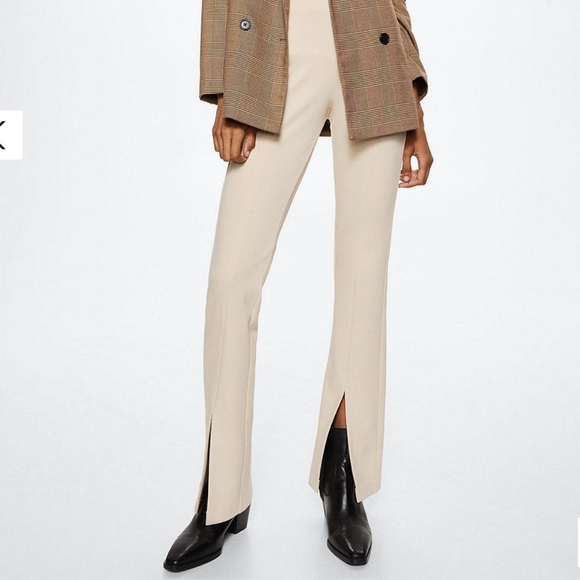 NWT MNG Split Hem Pants in Cream - Picture 2 of 12